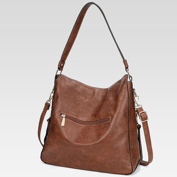 Large PU Leather Hobo Handbag Durable Waterproof Tote Women Crossbody Bag - Picture 6 of 6